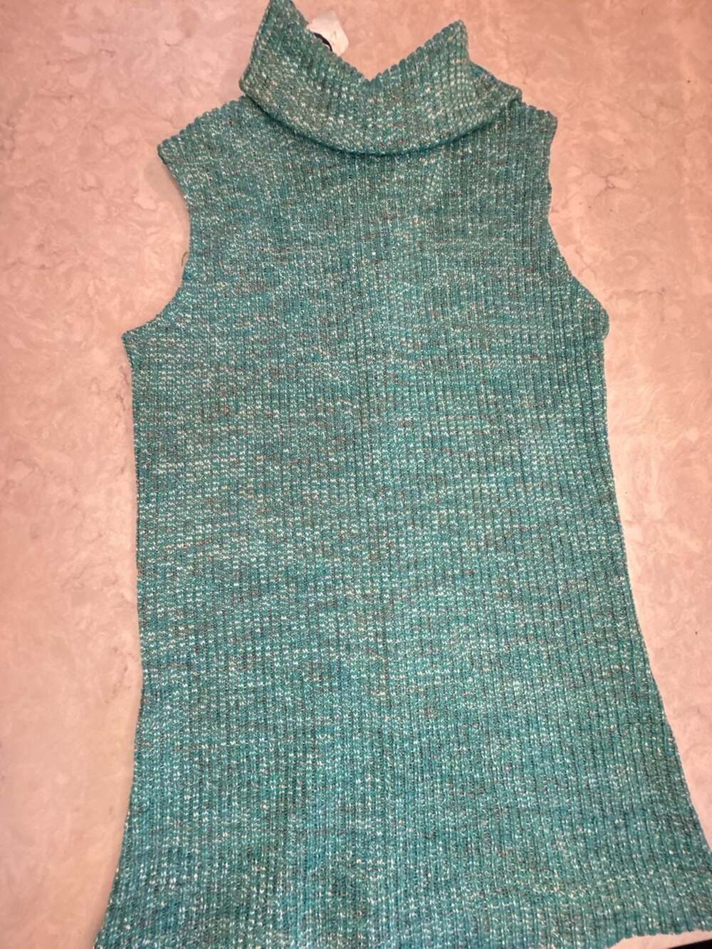 Jack Winter Sleeveless Cowl Neck Sweater Tank Teal Knit